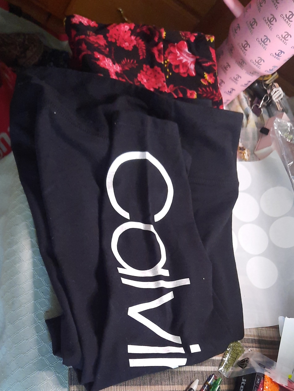 Terra&sky And Calvin Klein Black Leggings with White Logo